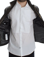 Dolce &amp; Gabbana Brown Lambskin Leather Zipper Jacket