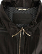 Dolce &amp; Gabbana Brown Lambskin Leather Zipper Jacket