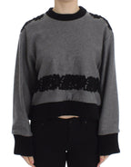 Dolce &amp; Gabbana Gray Black Lace Wool Cashmere Sweater