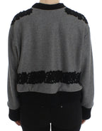 Dolce &amp; Gabbana Gray Black Lace Wool Cashmere Sweater