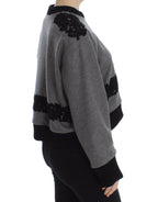 Dolce &amp; Gabbana Gray Black Lace Wool Cashmere Sweater