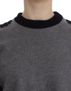 Dolce &amp; Gabbana Gray Black Lace Wool Cashmere Sweater