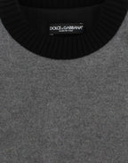 Dolce &amp; Gabbana Gray Black Lace Wool Cashmere Sweater