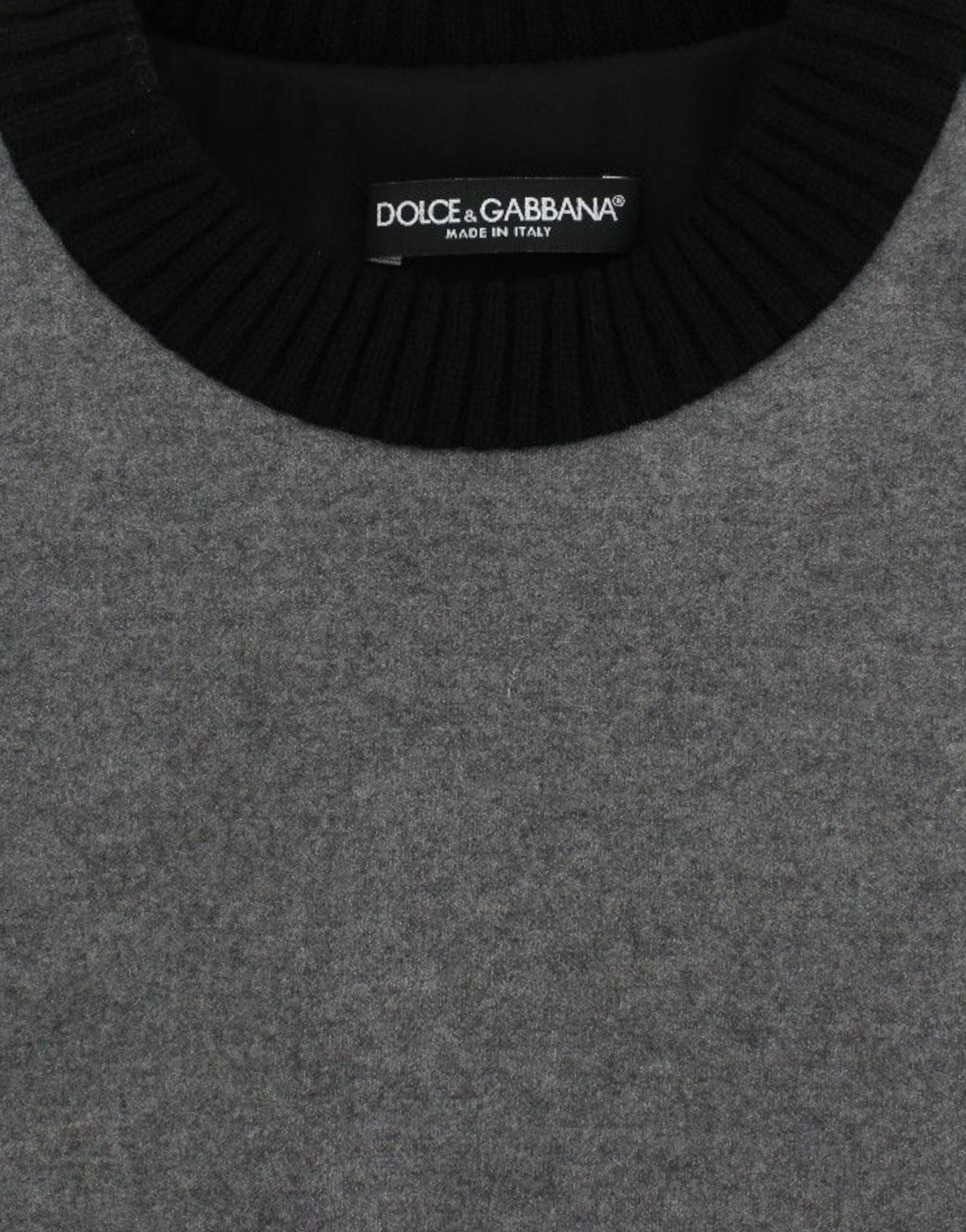 Dolce &amp; Gabbana Gray Black Lace Wool Cashmere Sweater