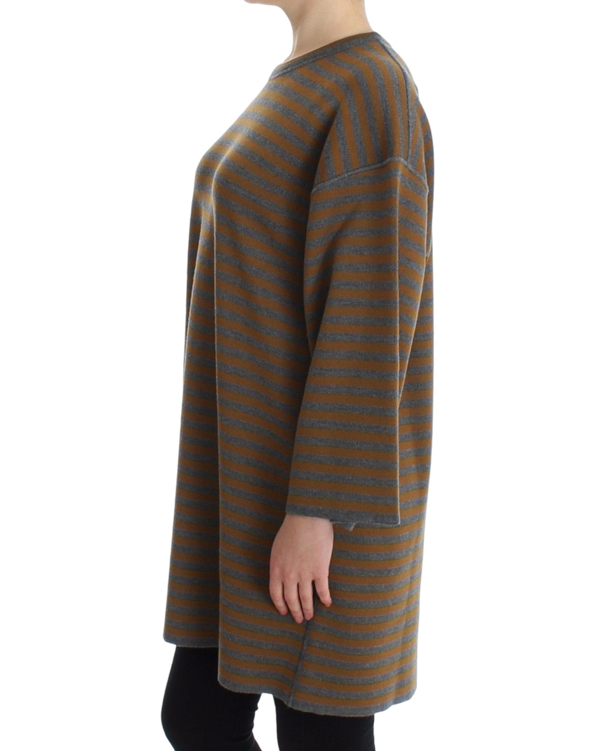 Dolce &amp; Gabbana Oversized Gray Yellow Striped Sweater Top