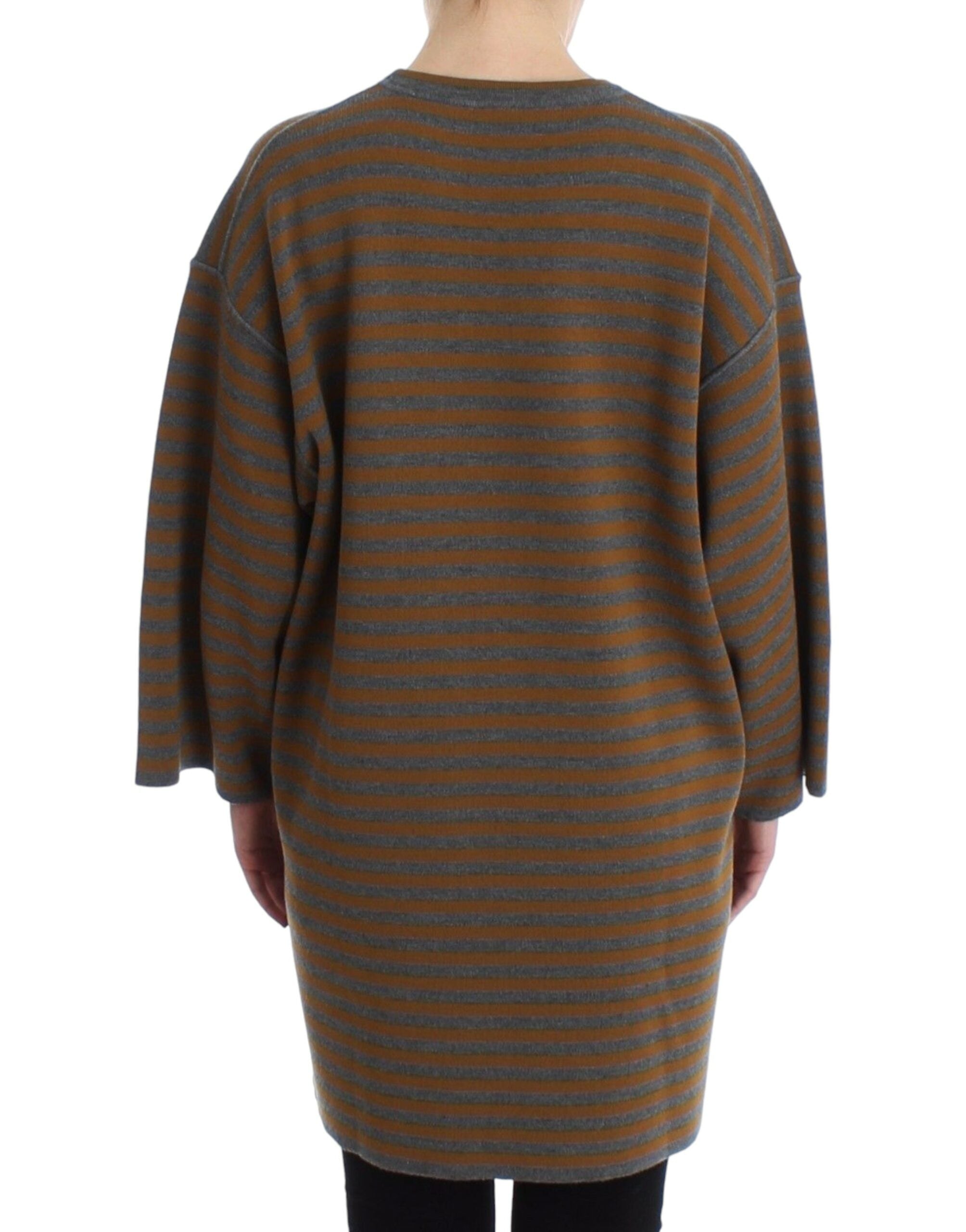 Dolce &amp; Gabbana Oversized Gray Yellow Striped Sweater Top