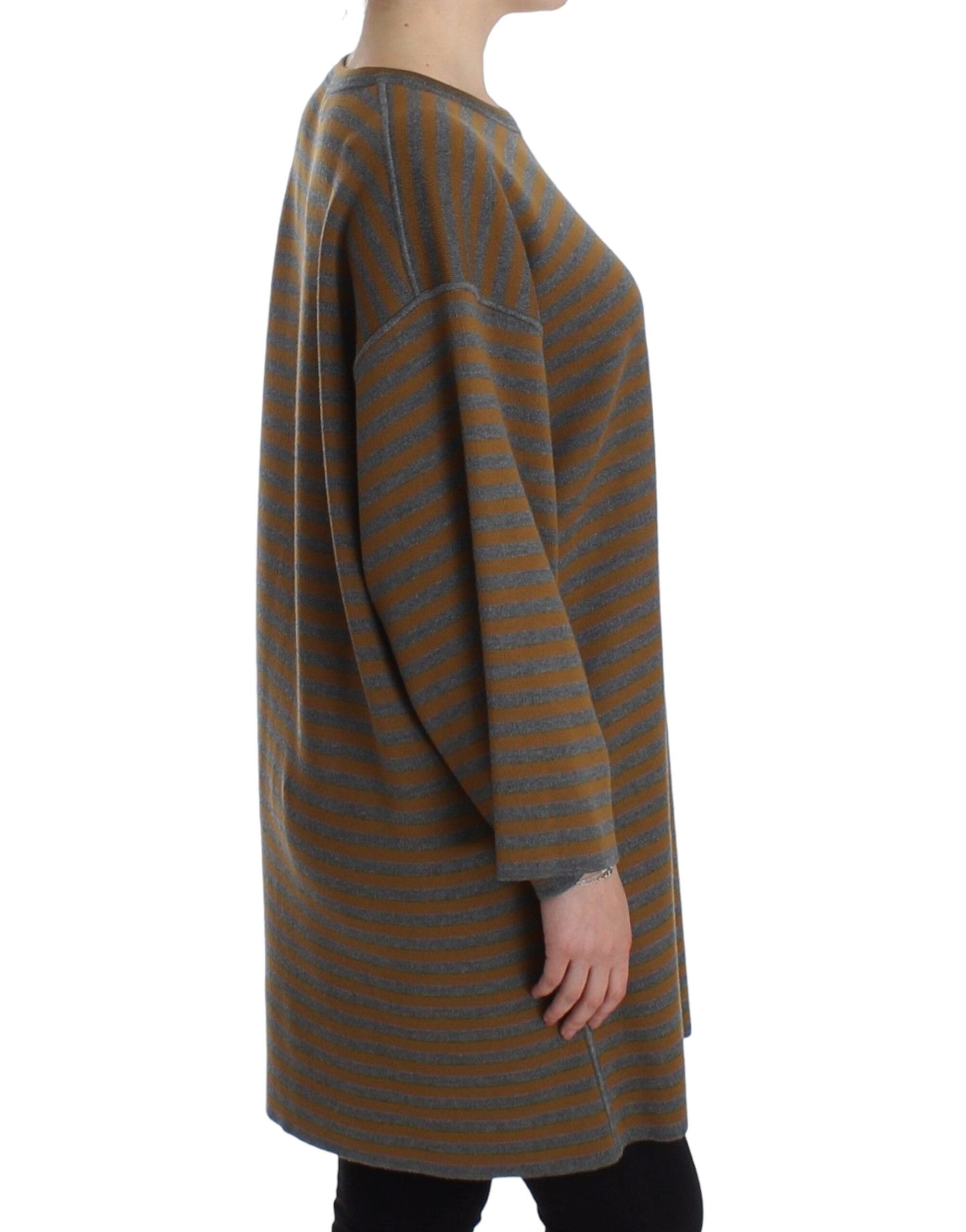 Dolce &amp; Gabbana Oversized Gray Yellow Striped Sweater Top