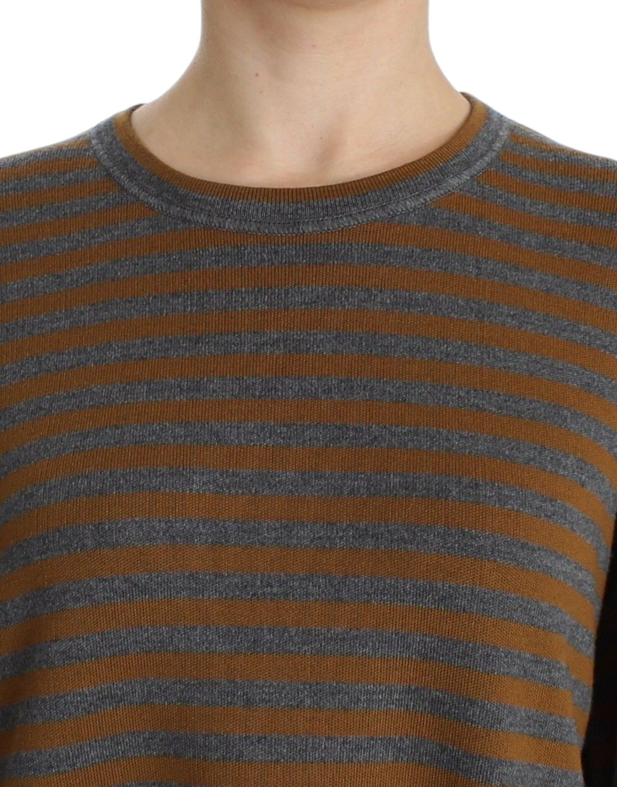 Dolce &amp; Gabbana Oversized Gray Yellow Striped Sweater Top