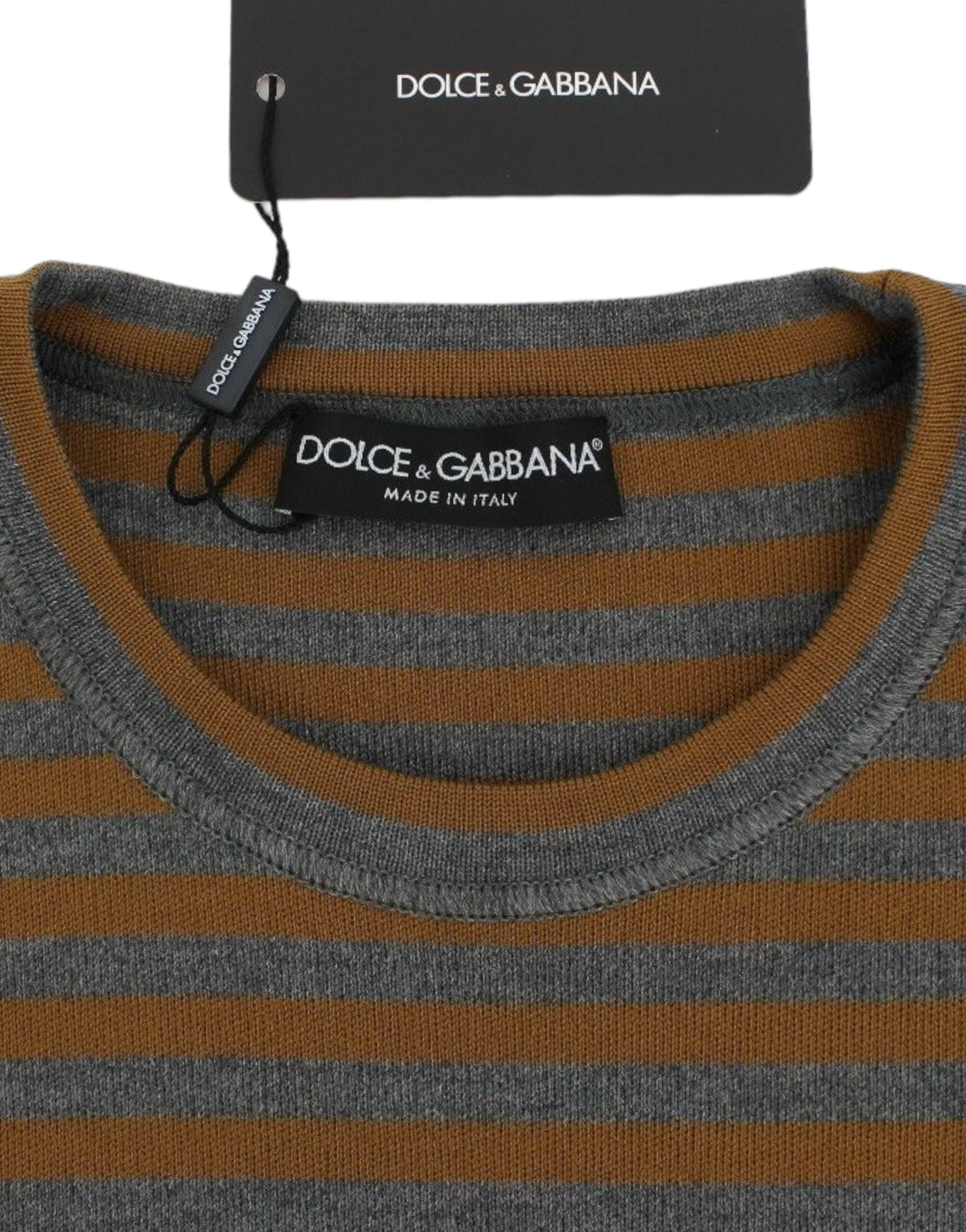 Dolce &amp; Gabbana Oversized Gray Yellow Striped Sweater Top