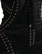 Dolce &amp; Gabbana Black Bustier Corset Lace Bodycon Midi Dress