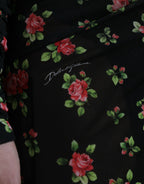 Dolce &amp; Gabbana Black Floral Cut Out Sheath Long Maxi Dress