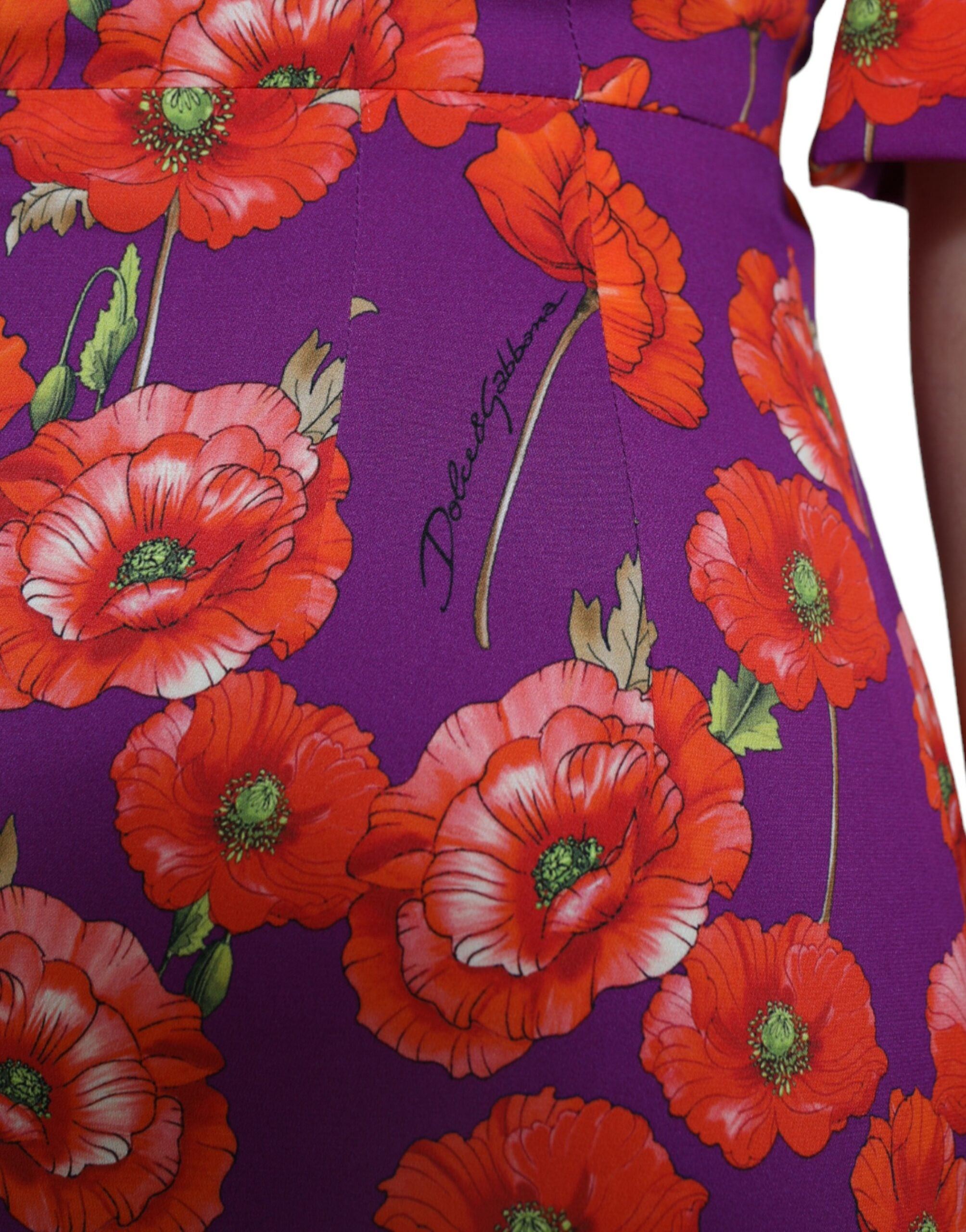 Dolce &amp; Gabbana Multicolor Floral Poppy Print Sheath Dress