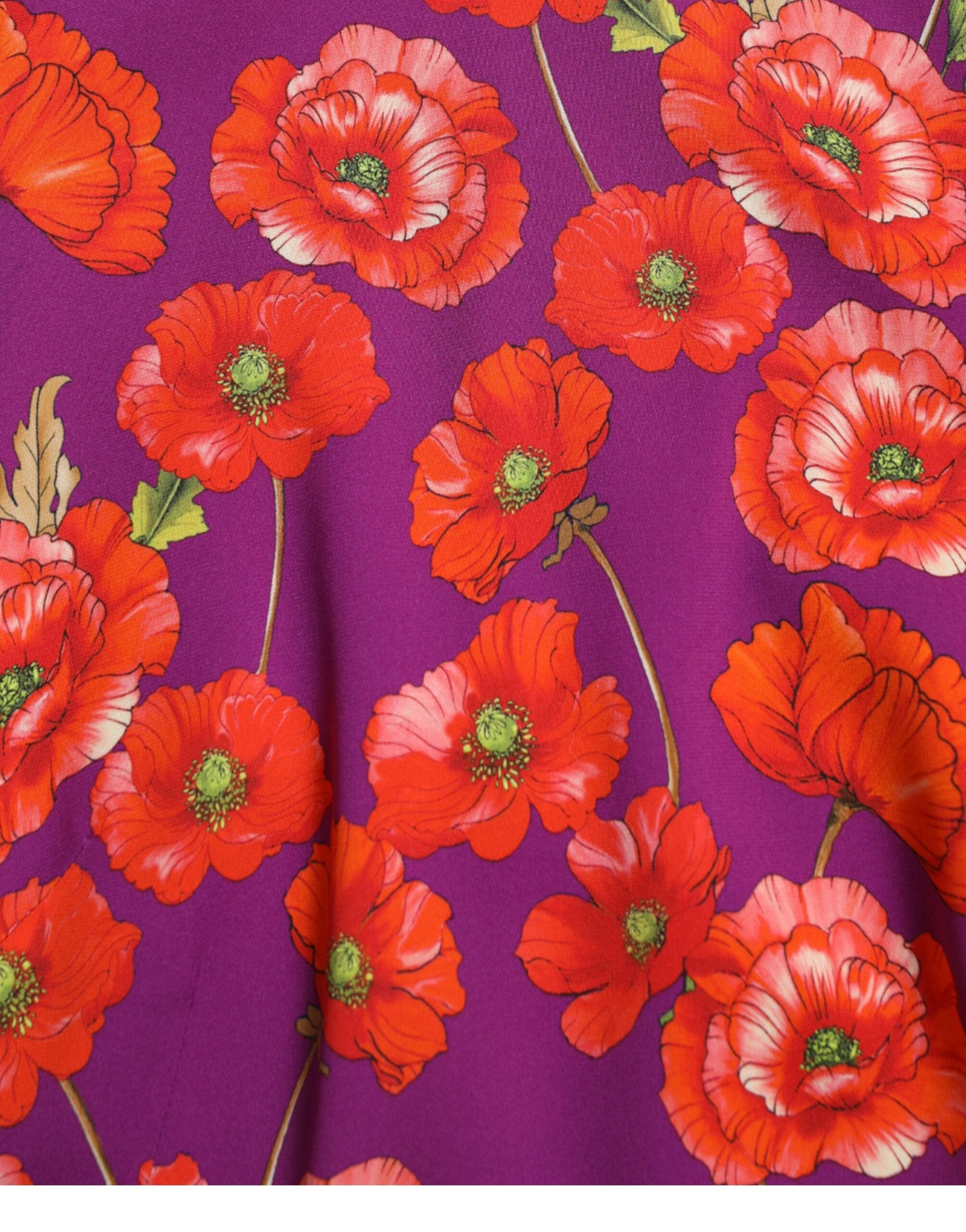 Dolce &amp; Gabbana Multicolor Floral Poppy Print Sheath Dress