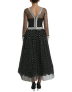Dolce &amp; Gabbana Black Crystal Embellished A-line Gown Dress