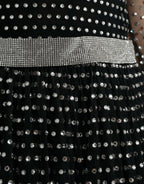 Dolce &amp; Gabbana Black Crystal Embellished A-line Gown Dress