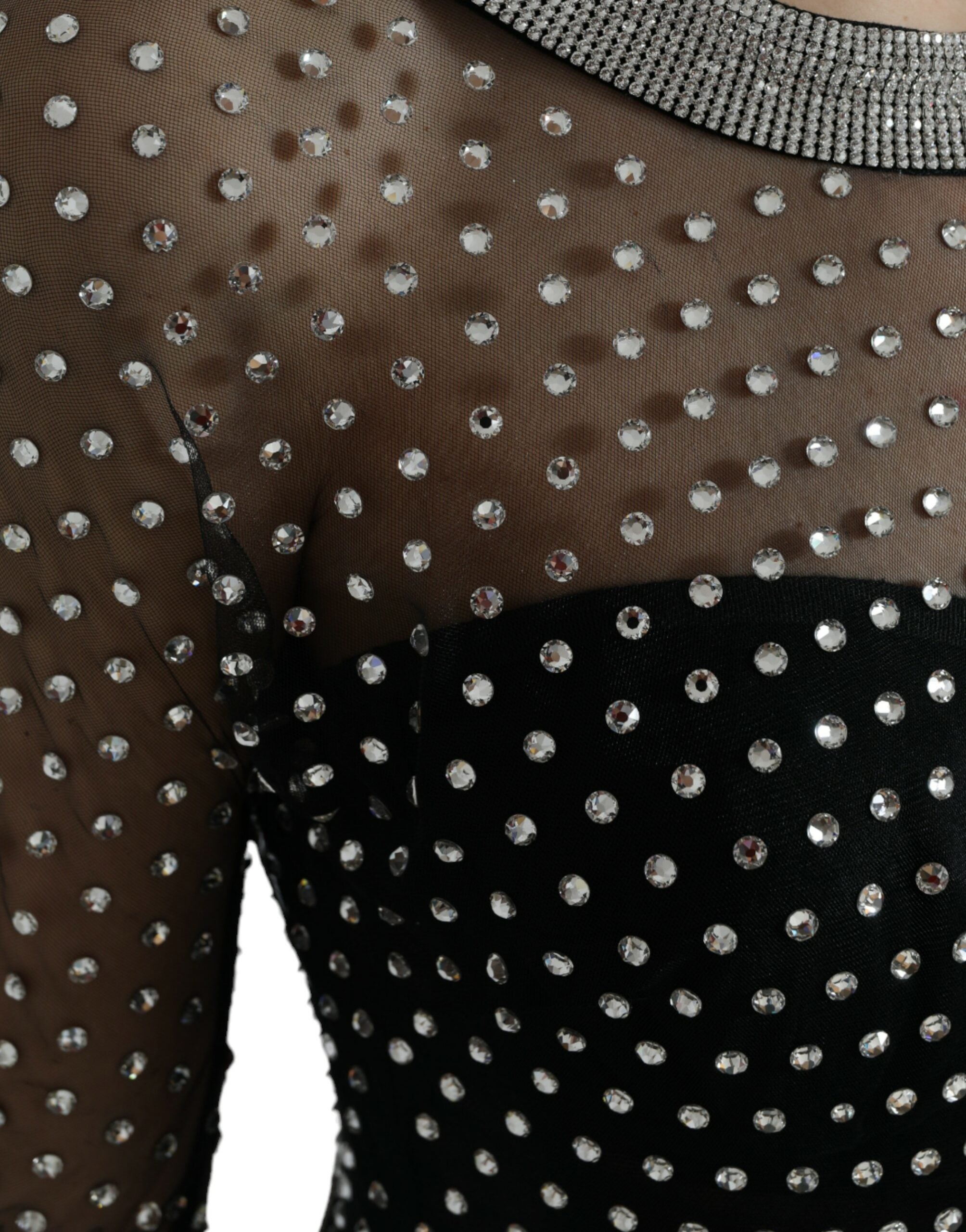 Dolce &amp; Gabbana Black Crystal Embellished A-line Gown Dress