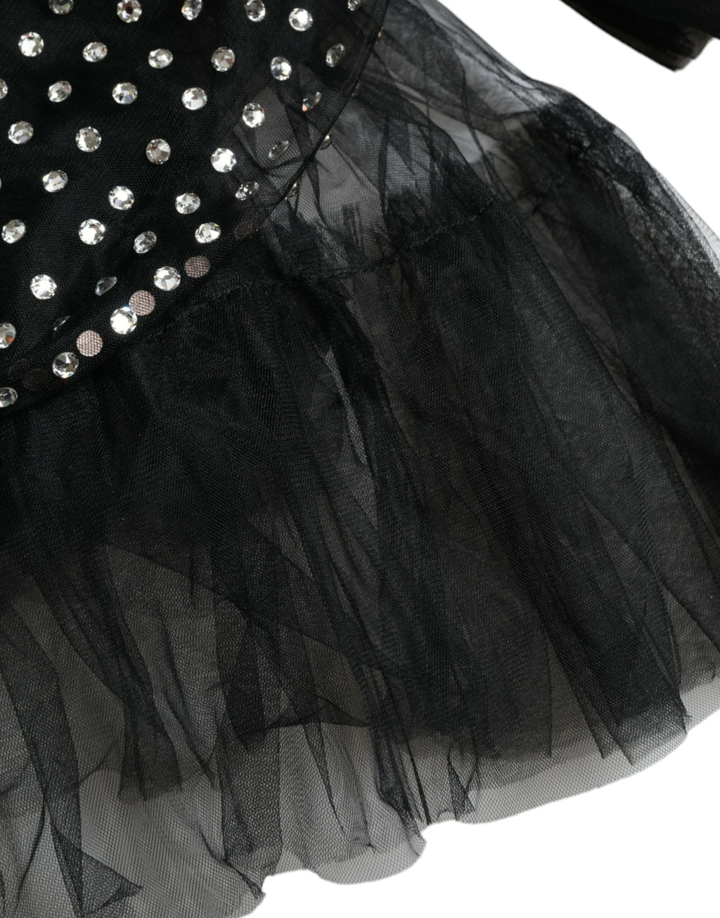 Dolce &amp; Gabbana Black Crystal Embellished A-line Gown Dress
