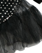 Dolce &amp; Gabbana Black Crystal Embellished A-line Gown Dress
