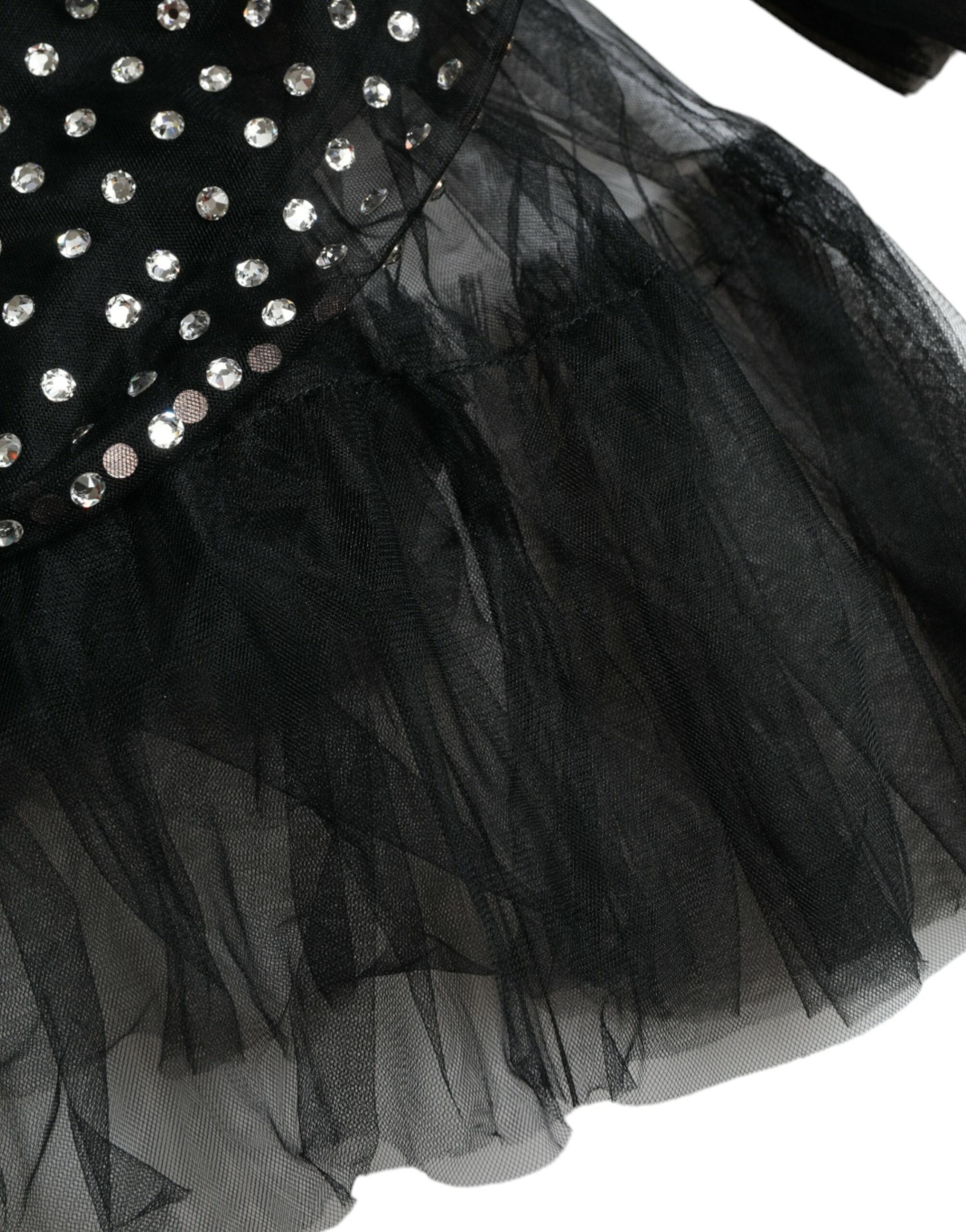 Dolce &amp; Gabbana Black Crystal Embellished A-line Gown Dress