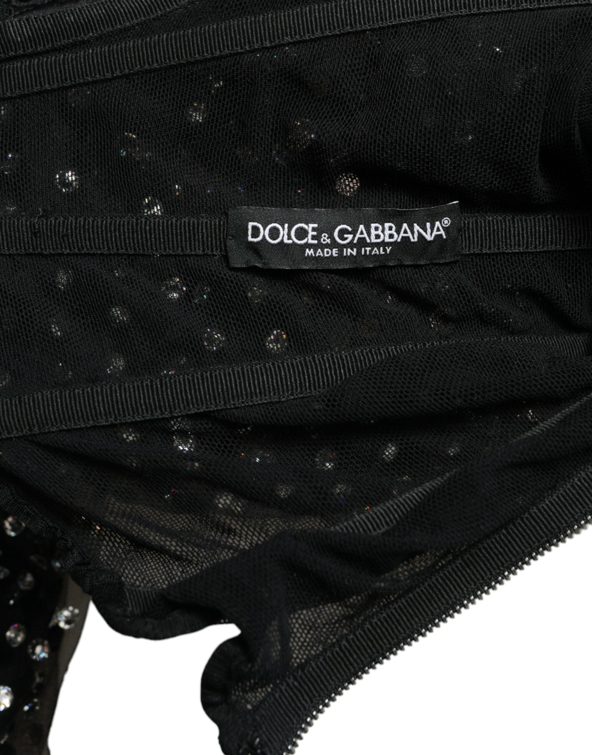 Dolce &amp; Gabbana Black Crystal Embellished A-line Gown Dress