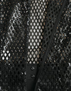 Dolce &amp; Gabbana Black Sequined Sleeveless Mesh Layered Gown Dress