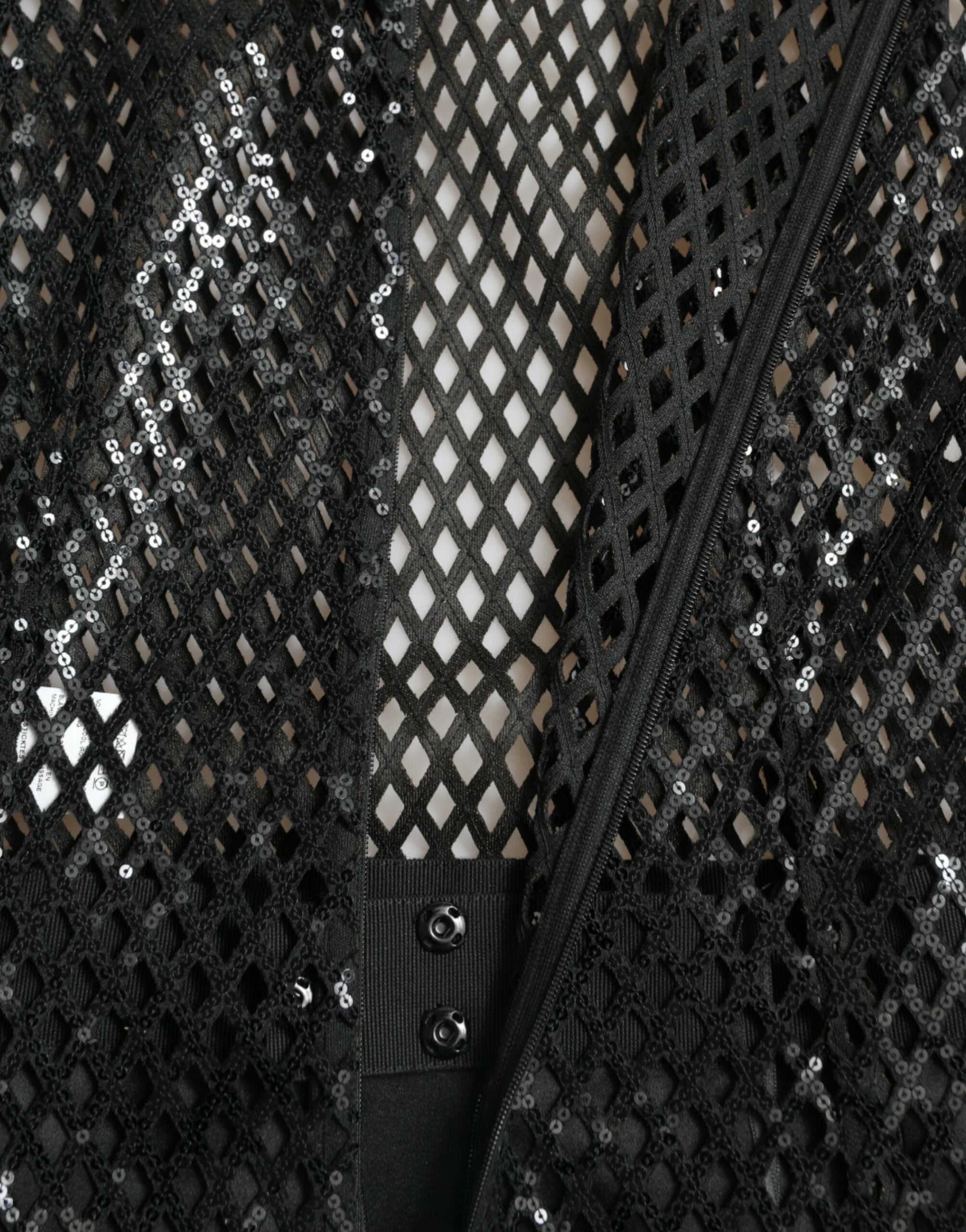 Dolce &amp; Gabbana Black Sequined Sleeveless Mesh Layered Gown Dress