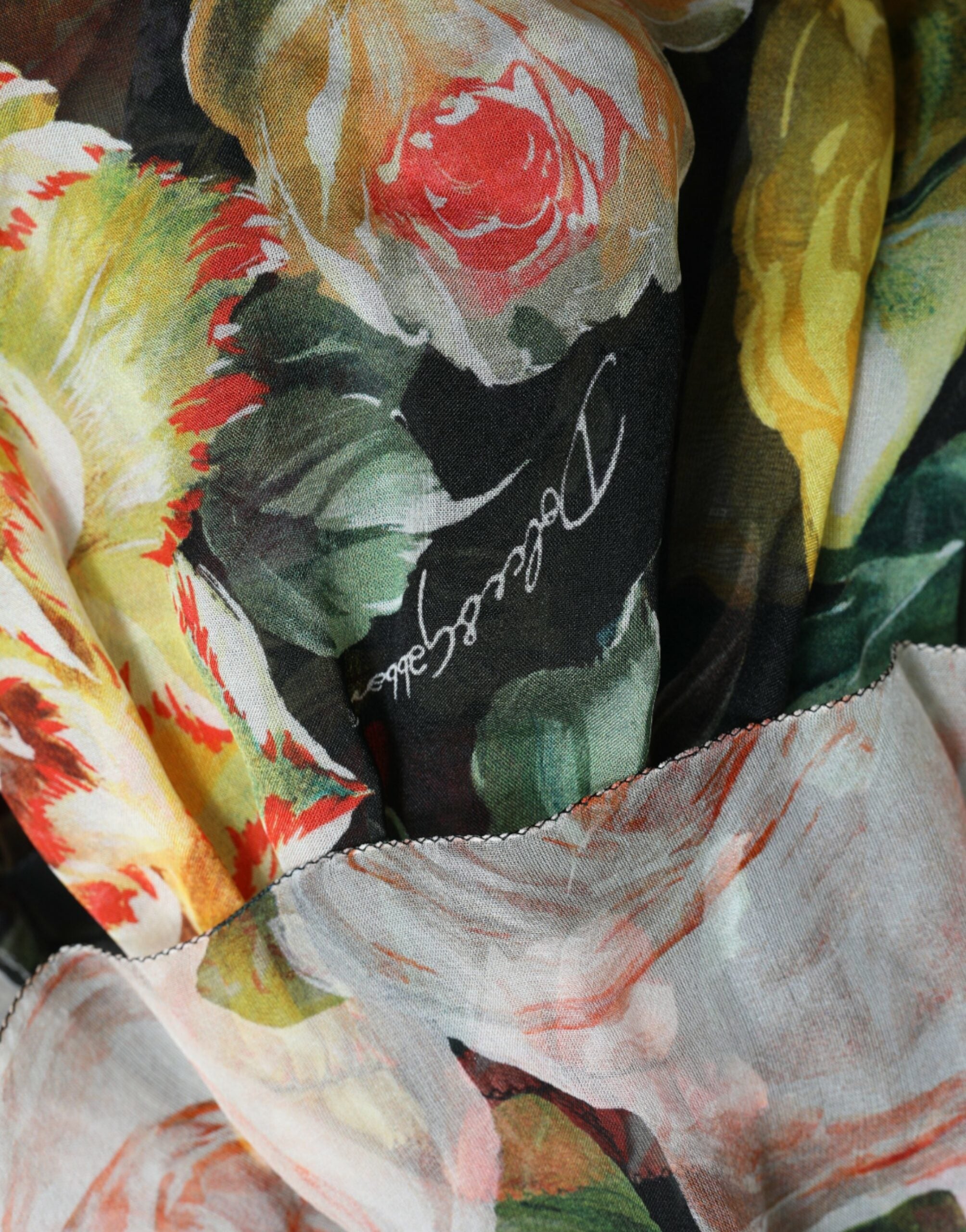 Dolce &amp; Gabbana Multicolor Floral Chiffon Tiered Maxi Dress