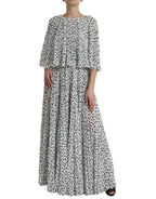 Dolce &amp; Gabbana White Polka Dot A-line Pleated Maxi Dress