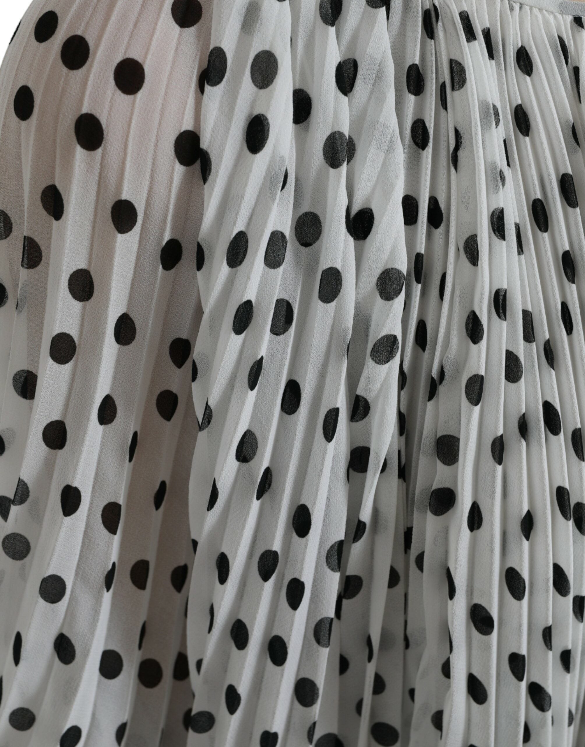 Dolce &amp; Gabbana White Polka Dot A-line Pleated Maxi Dress
