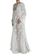 Dolce &amp; Gabbana White Lace Crystal Embellished Shift Dress