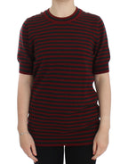 Dolce &amp; Gabbana Red Gray Cashmere Short Sleeve Sweater