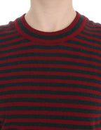 Dolce &amp; Gabbana Red Gray Cashmere Short Sleeve Sweater