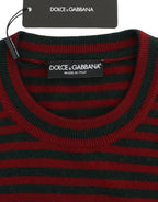 Dolce &amp; Gabbana Red Gray Cashmere Short Sleeve Sweater
