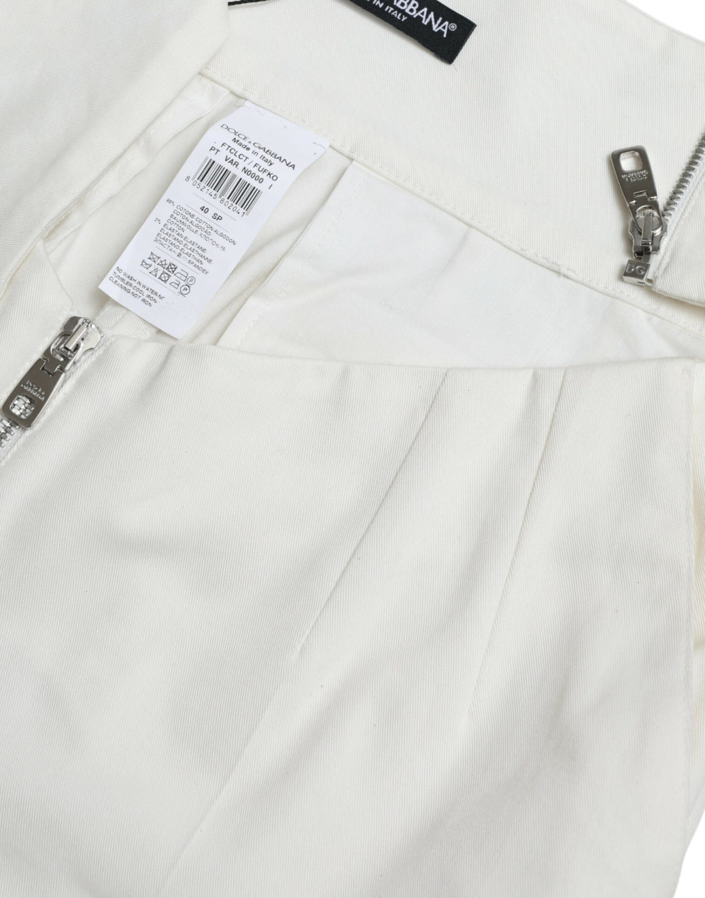 Dolce &amp; Gabbana Black White Cotton Cut Out Waist Tapered Pants