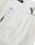 Dolce &amp; Gabbana Black White Cotton Cut Out Waist Tapered Pants