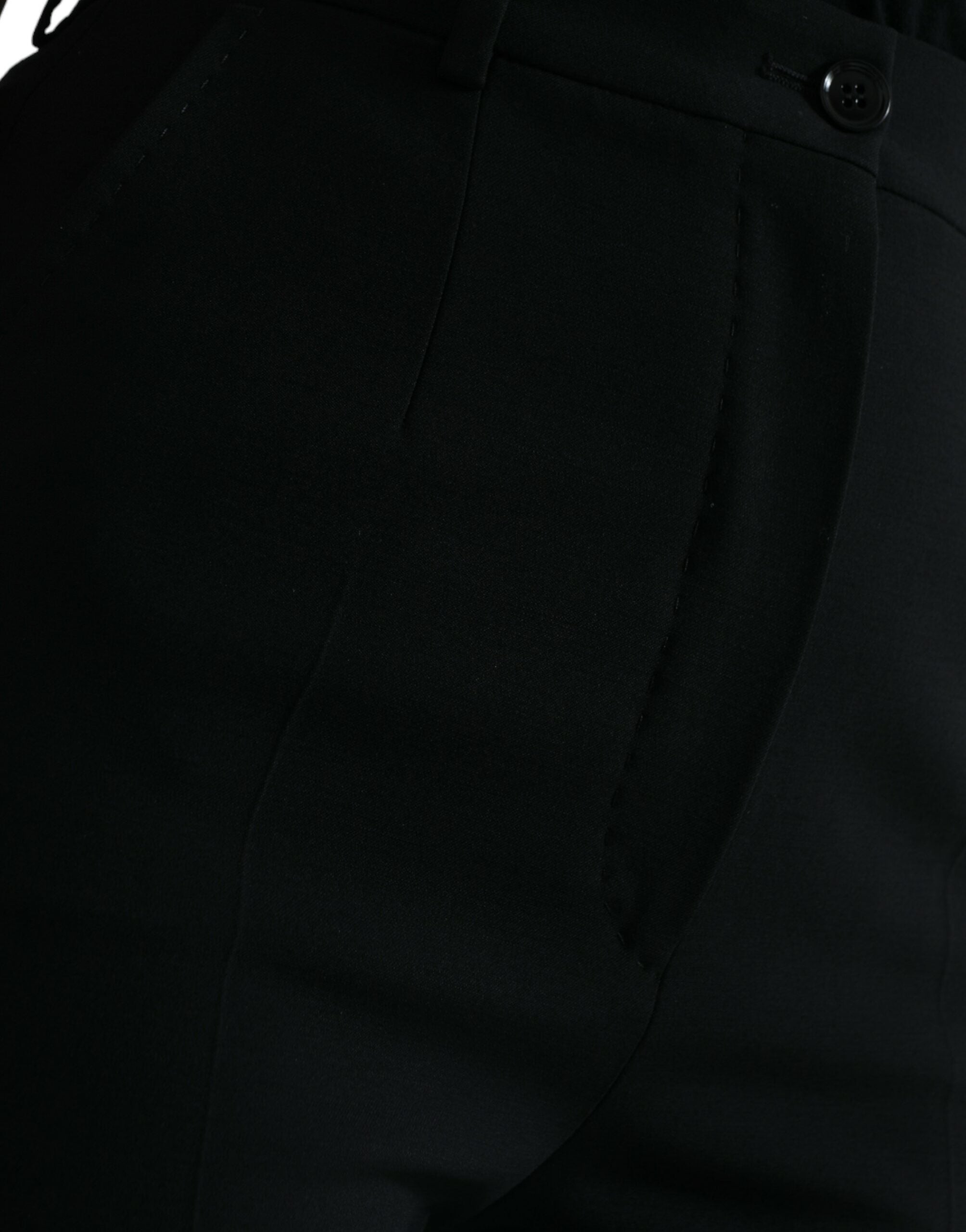 Dolce &amp; Gabbana Black Wool High Waist Tapered Pants