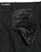Dolce &amp; Gabbana Black Wool High Waist Cropped Tapered Pants