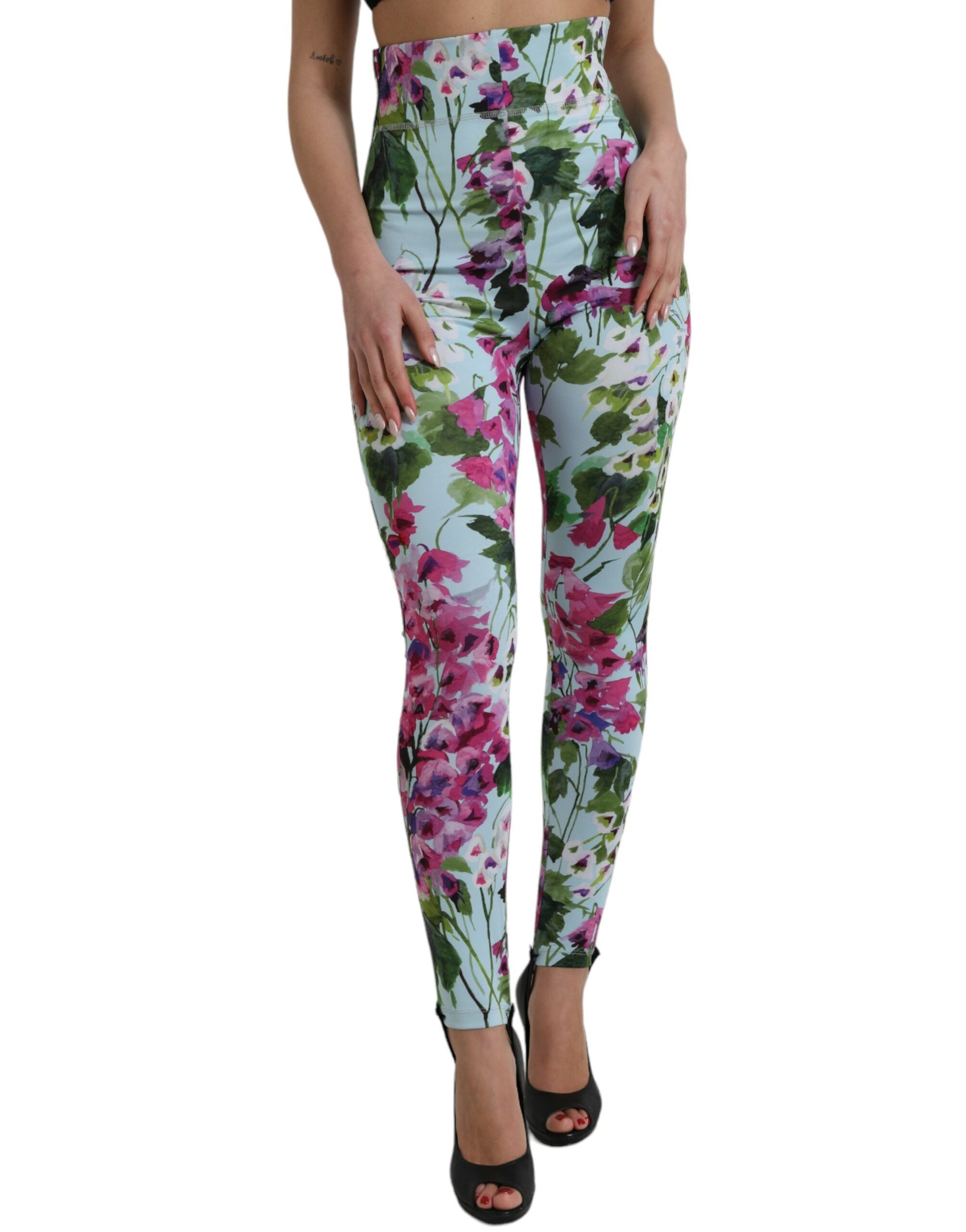 Dolce &amp; Gabbana Multicolor Floral High Waist Leggings Pants