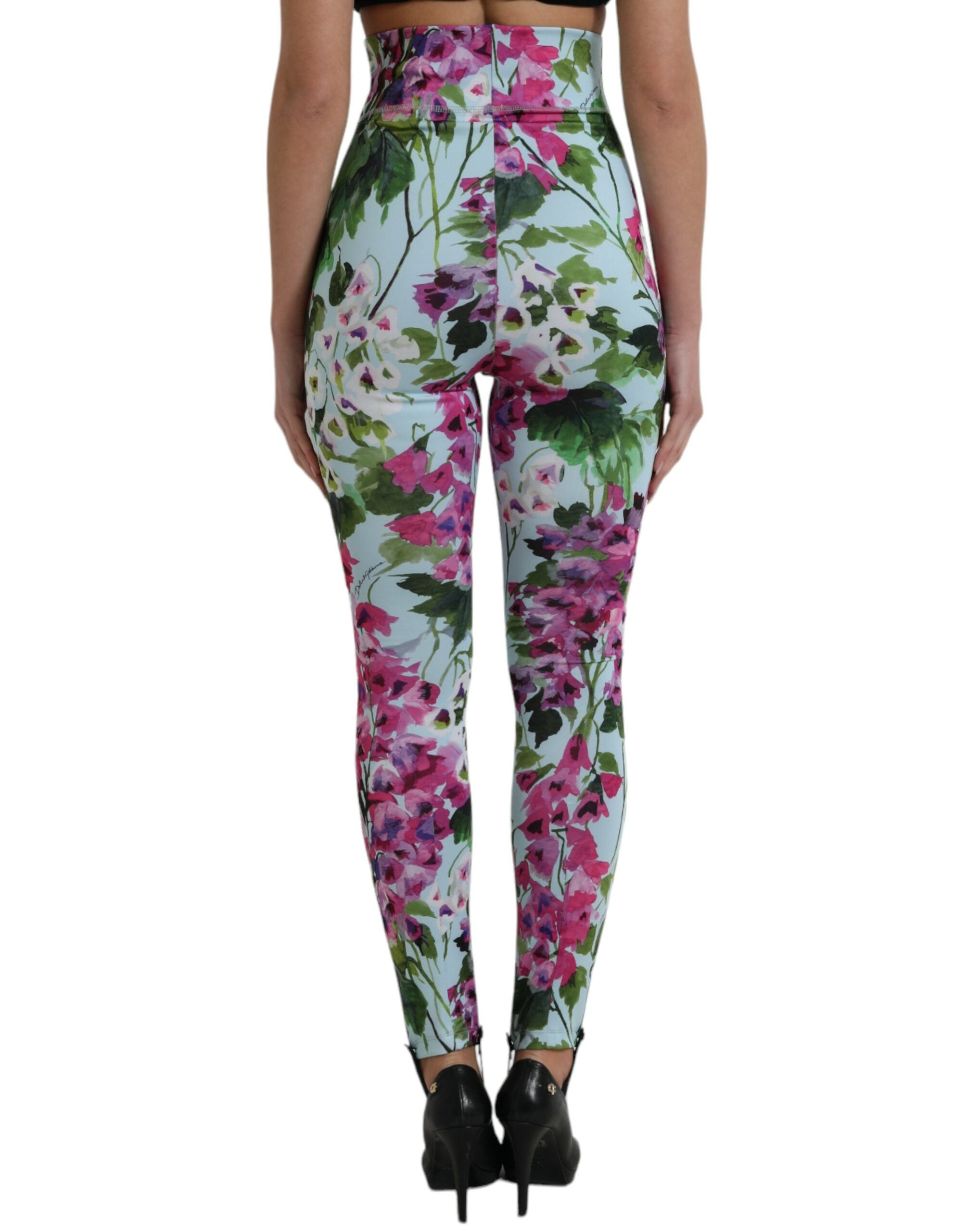 Dolce &amp; Gabbana Multicolor Floral High Waist Leggings Pants