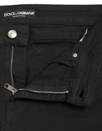 Dolce &amp; Gabbana Black Cotton Mid Waist Skinny Denim Jeans