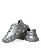 Dolce &amp; Gabbana Silver DAYMASTER Leather Men Casual Sneakers Shoes