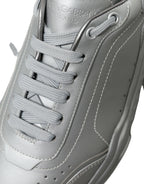 Dolce &amp; Gabbana Silver DAYMASTER Leather Men Casual Sneakers Shoes