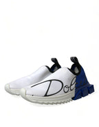 Dolce &amp; Gabbana White Blue Sorrento Low Top Men Casual Sneakers Shoes