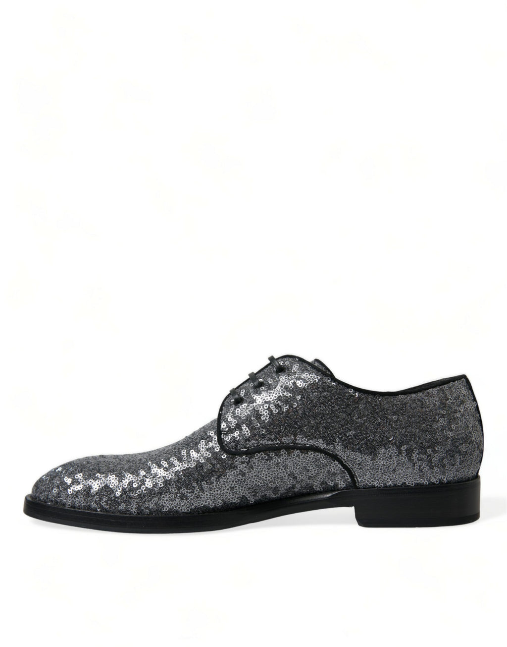 Dolce &amp; Gabbana Silver Sequined Lace Up Men Derby Dress Shoes