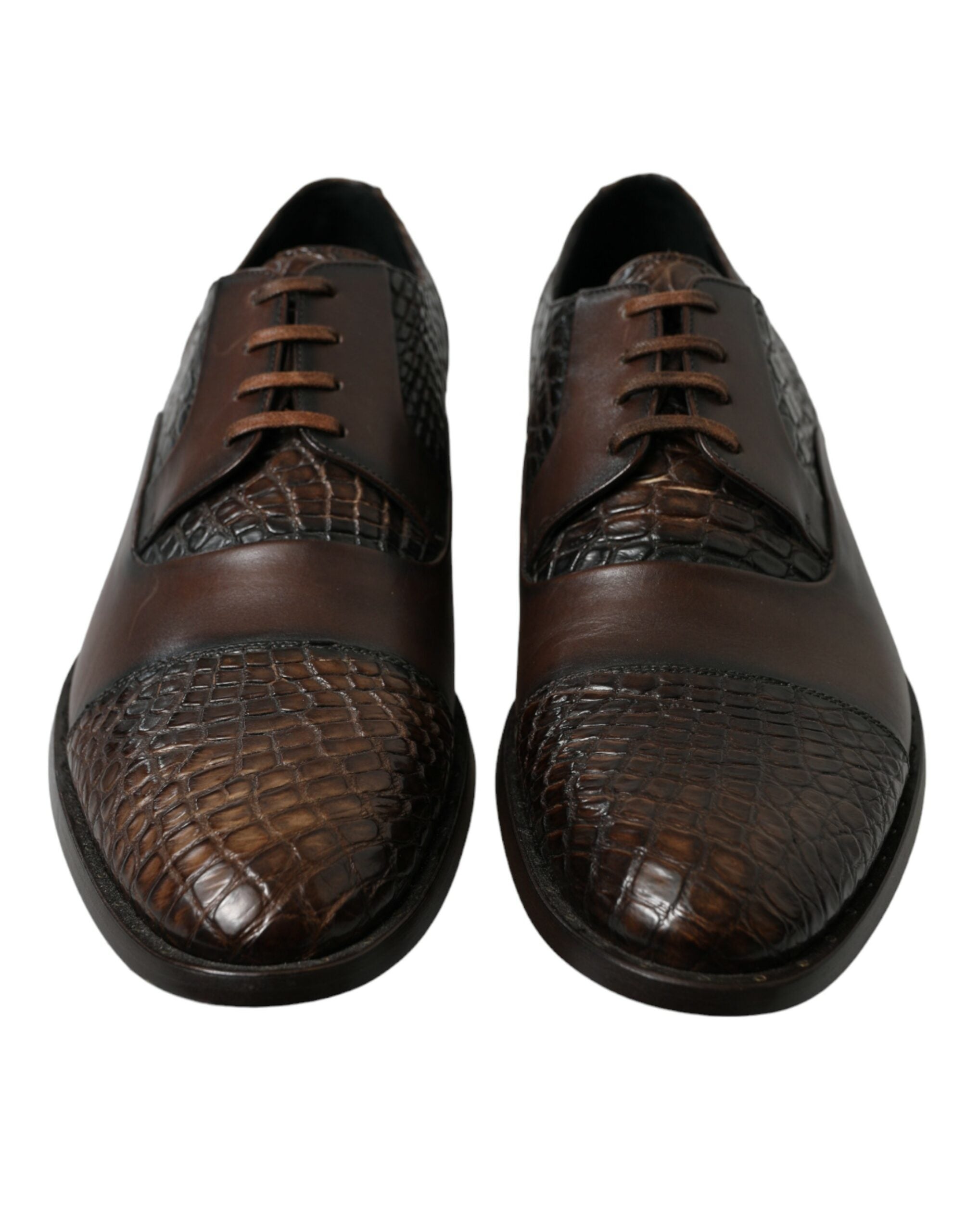 Dolce &amp; Gabbana Brown Exotic Leather Lace Up Oxford Dress Shoes