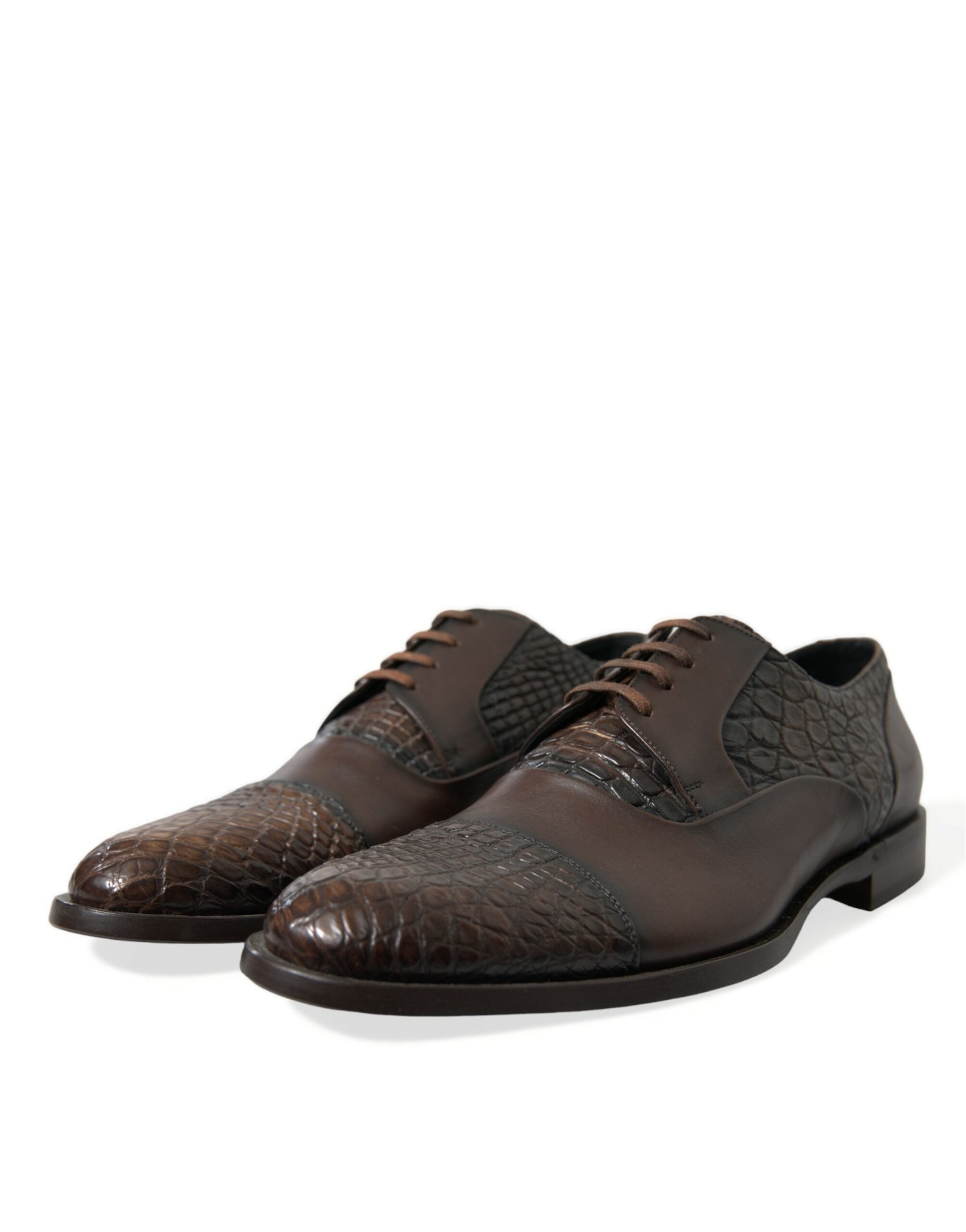 Dolce &amp; Gabbana Brown Exotic Leather Lace Up Oxford Dress Shoes