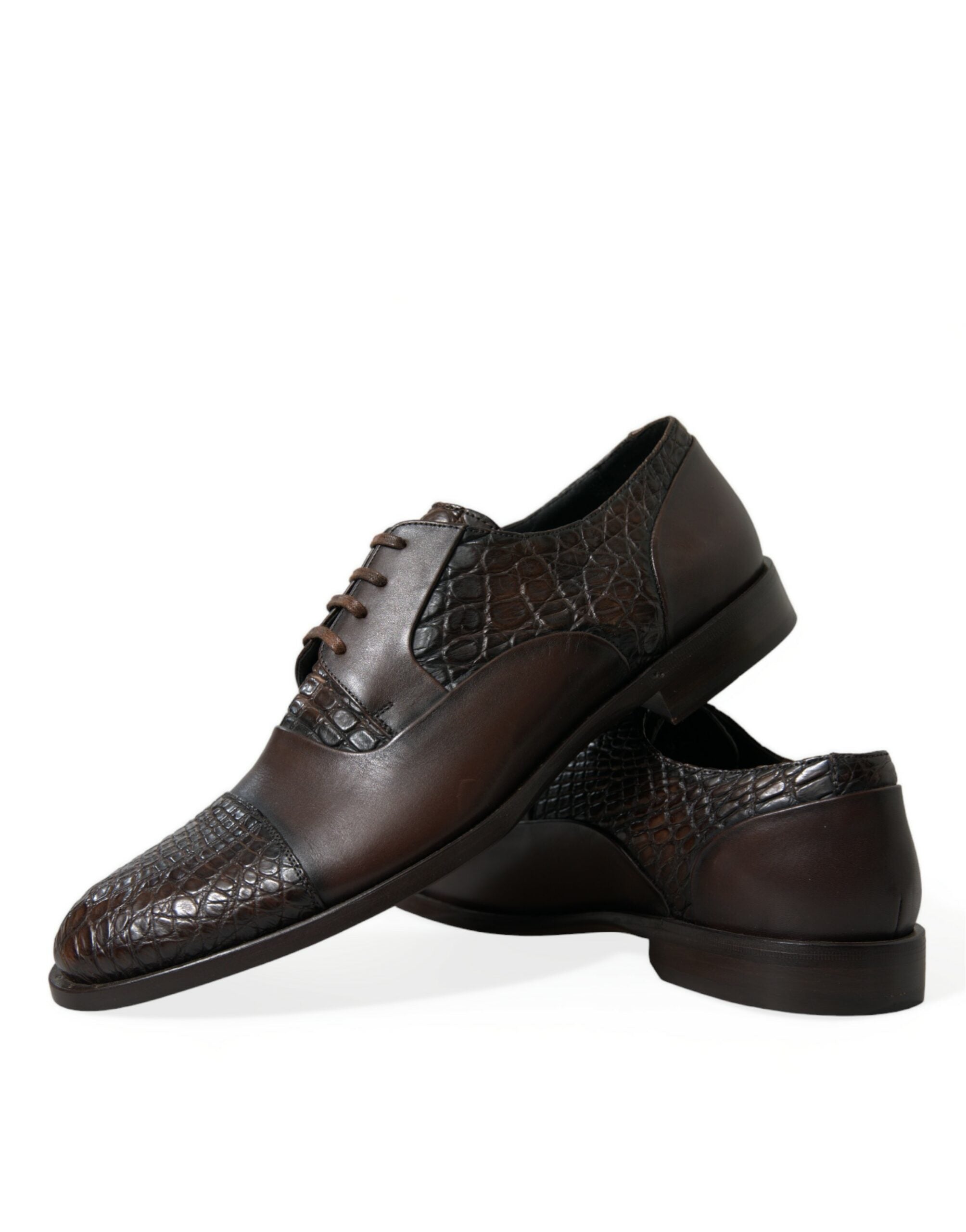 Dolce &amp; Gabbana Brown Exotic Leather Lace Up Oxford Dress Shoes