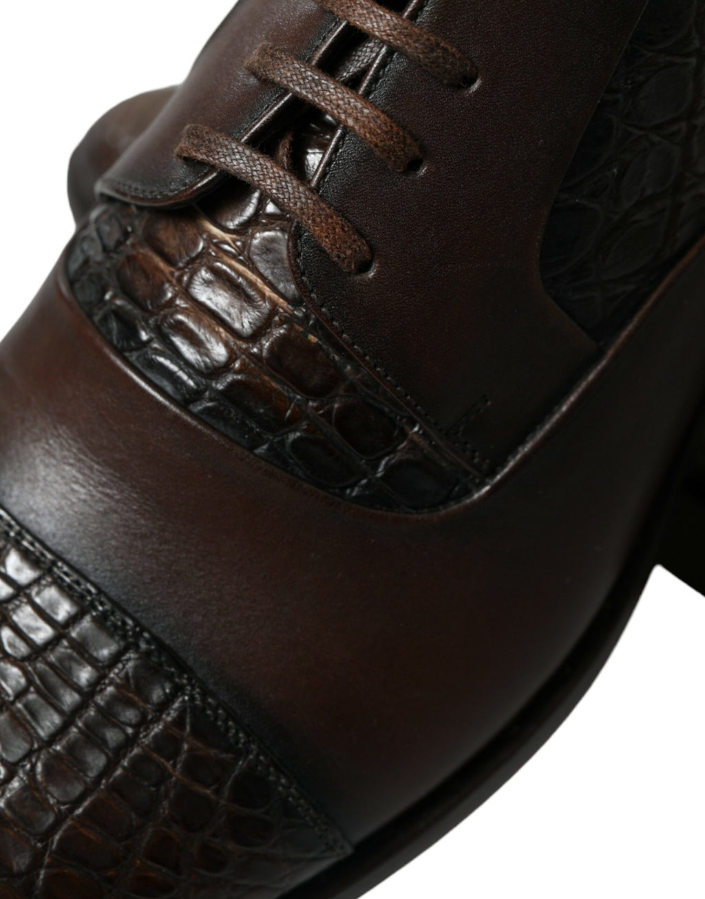 Dolce &amp; Gabbana Brown Exotic Leather Lace Up Oxford Dress Shoes