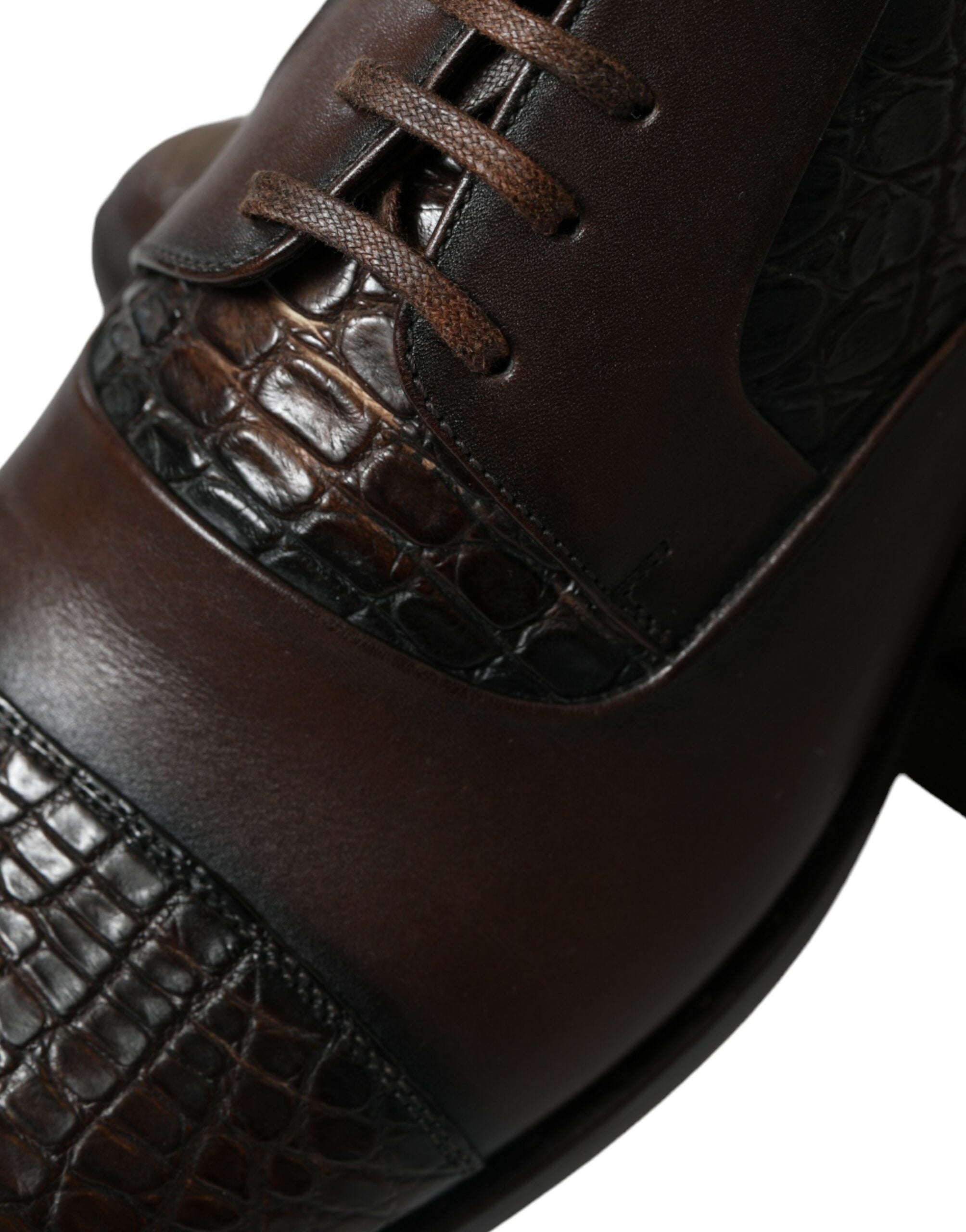 Dolce &amp; Gabbana Brown Exotic Leather Lace Up Oxford Dress Shoes