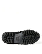 Dolce &amp; Gabbana Black Fur Leather Slippers Dress Shoes